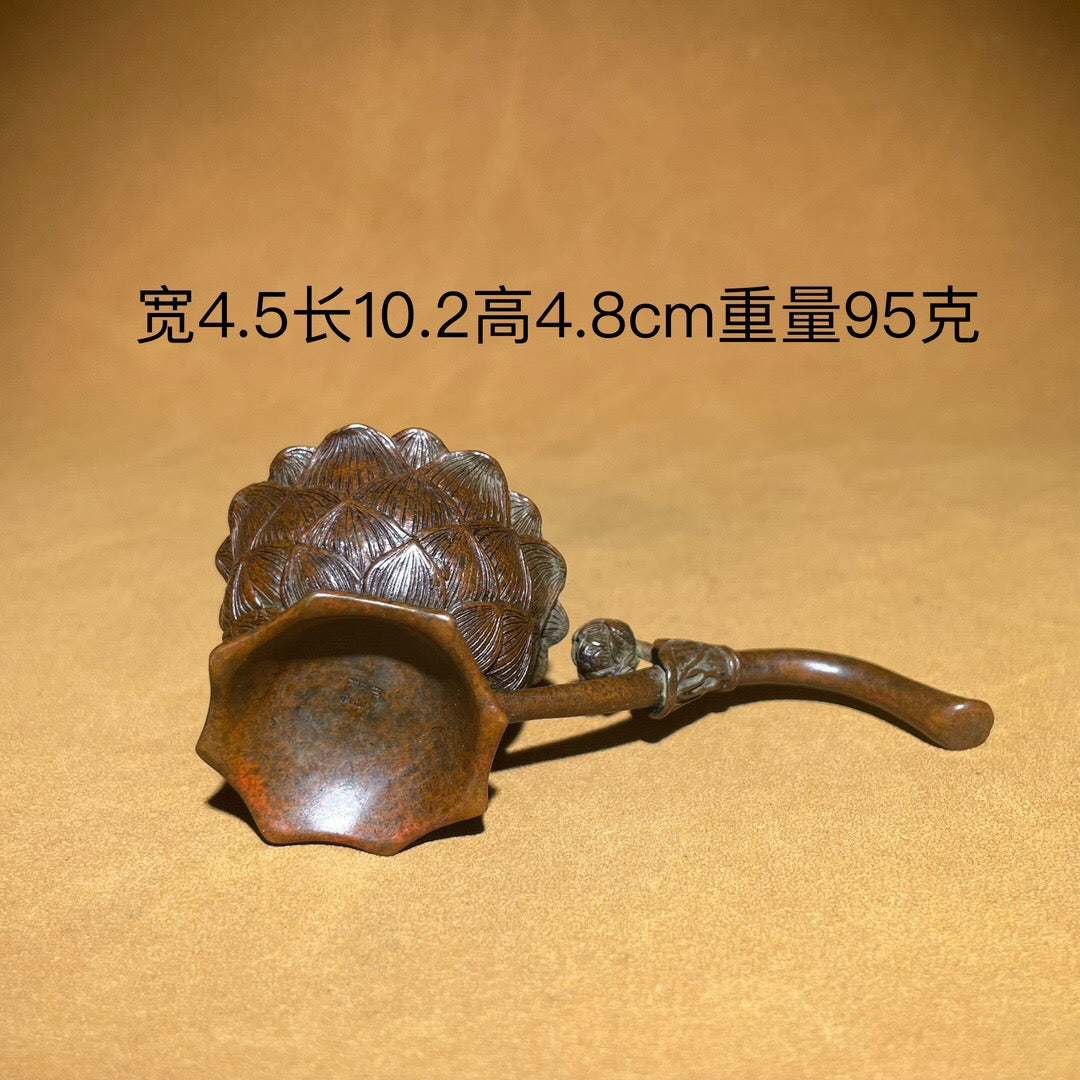 Chinese antique pure copper lotus tea pet fragrance decoration