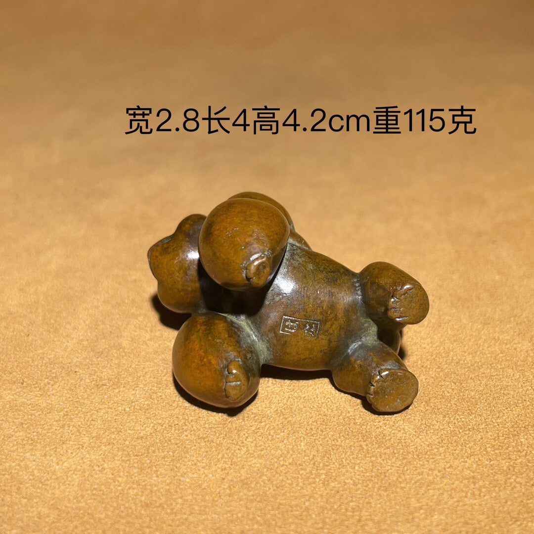 Chinese antique pure copper gorilla tea pet ornament