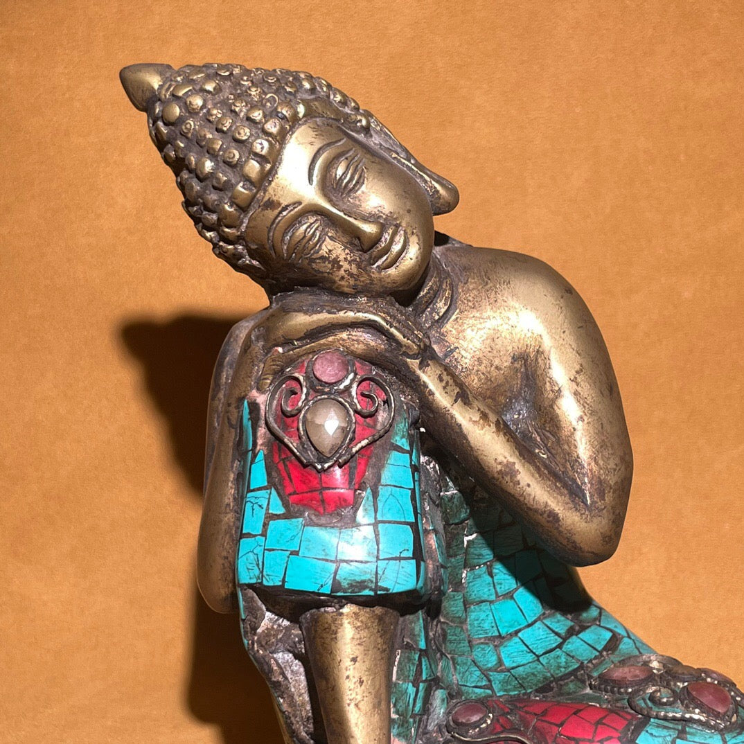 Chinese antique pure copper contemplative Buddha statue