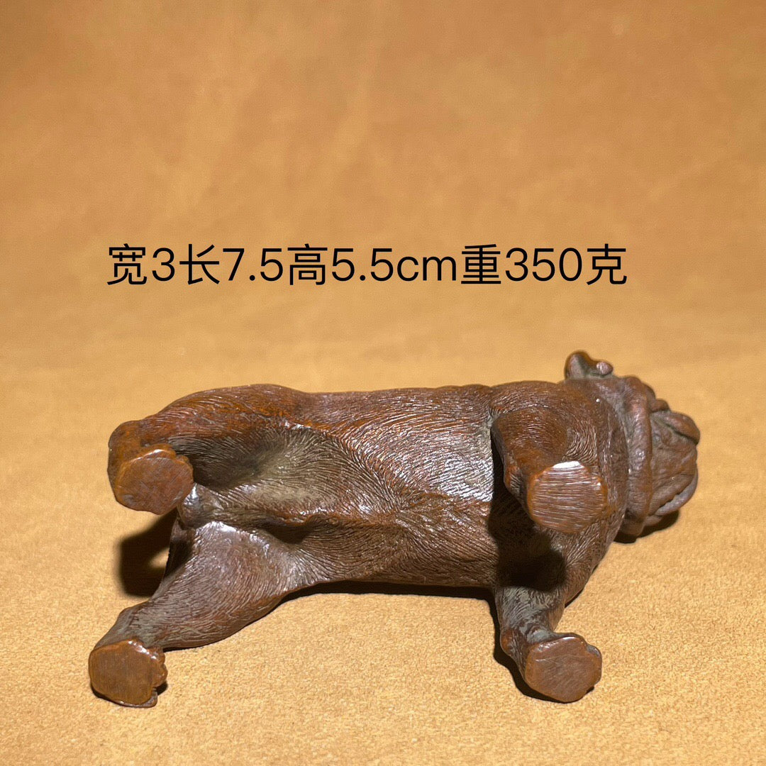 Chinese antique pure copper Bage dog tea pet ornament