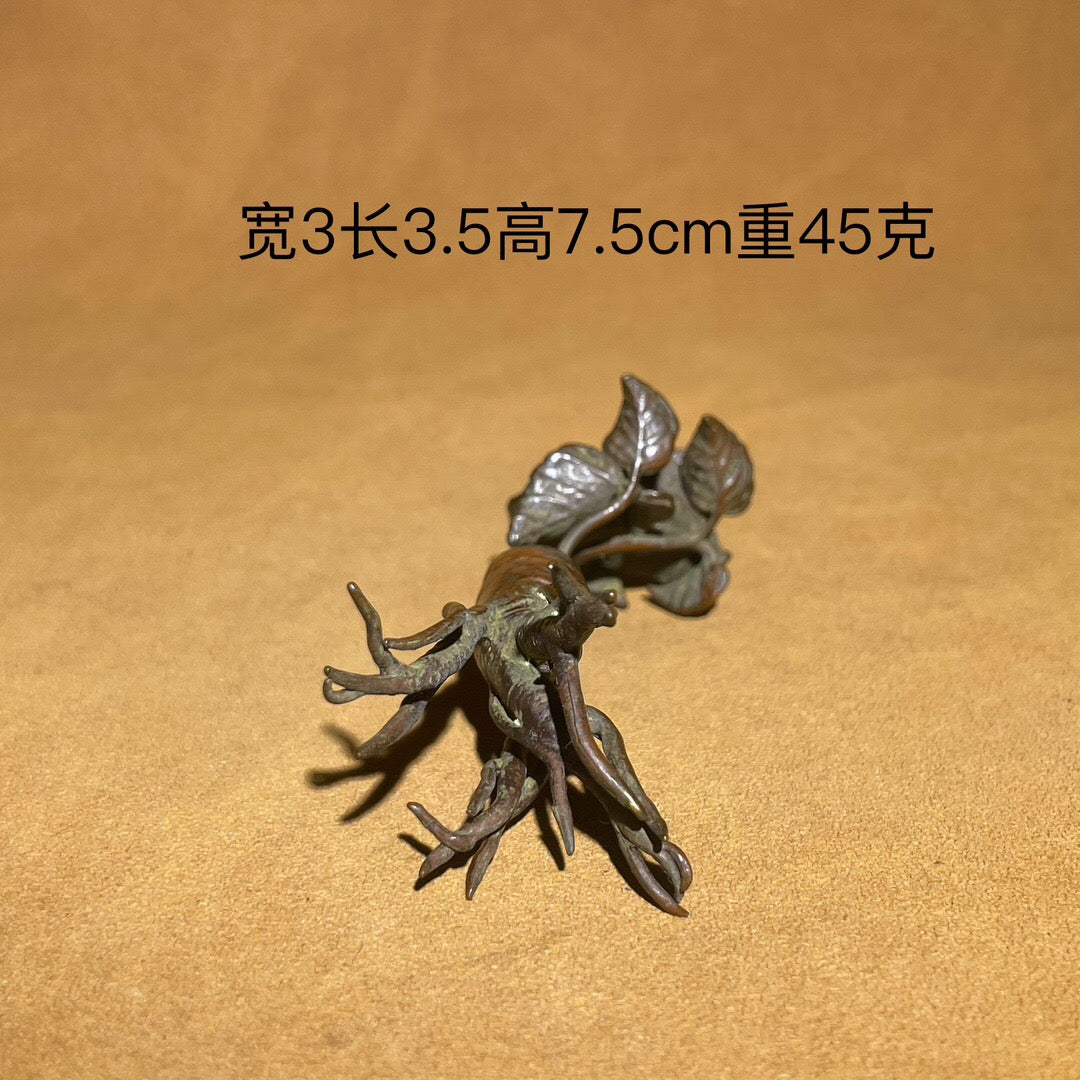 Chinese antique pure copper Ganoderma tea pet ornament