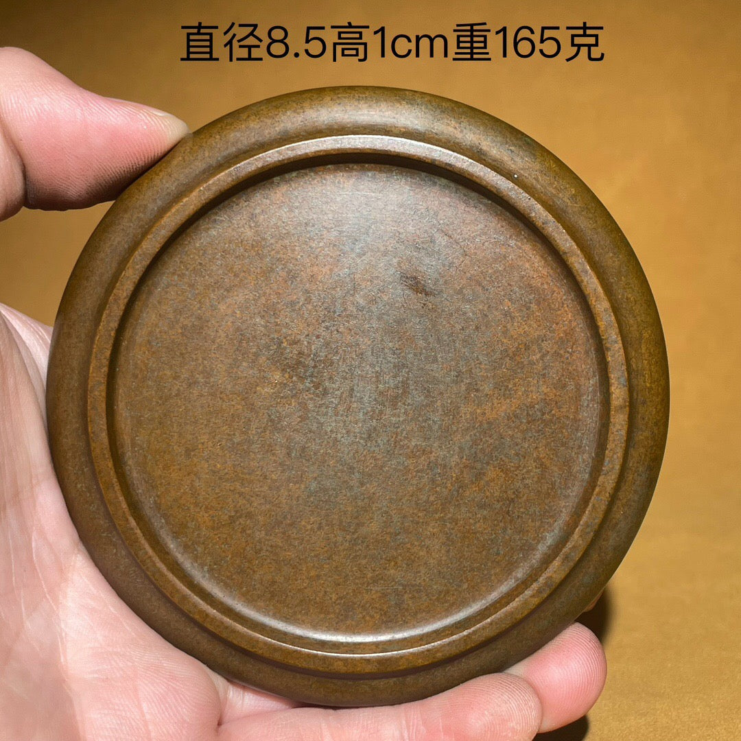 Chinese antique pure copper auspicious cloud plate tea pet ornament