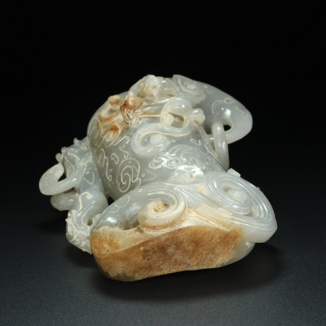 Chinese Antique Hotan Jade Wine Ware of Han Dynasty Hotan Jade