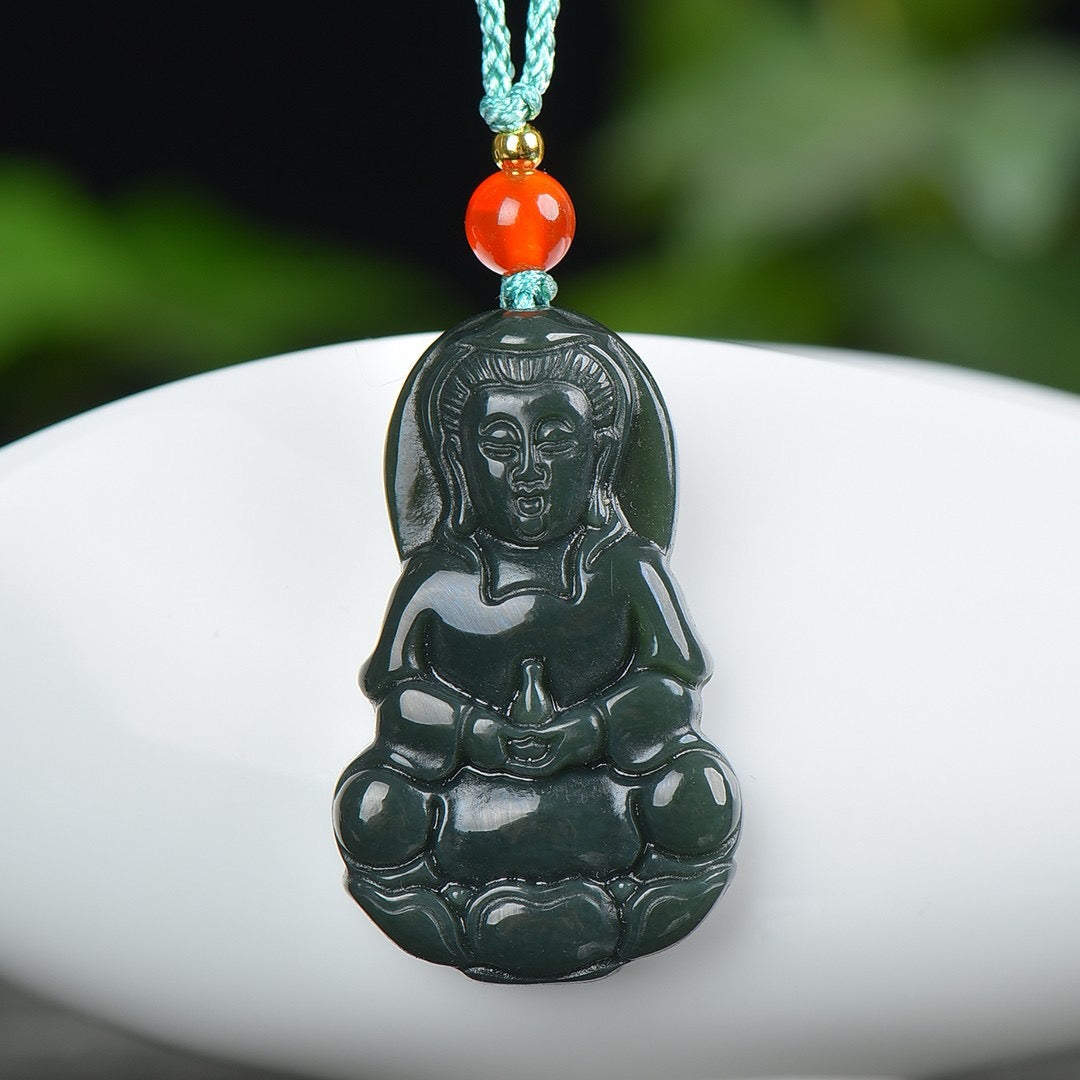 Hotan Jade Blue Jade Guanyin