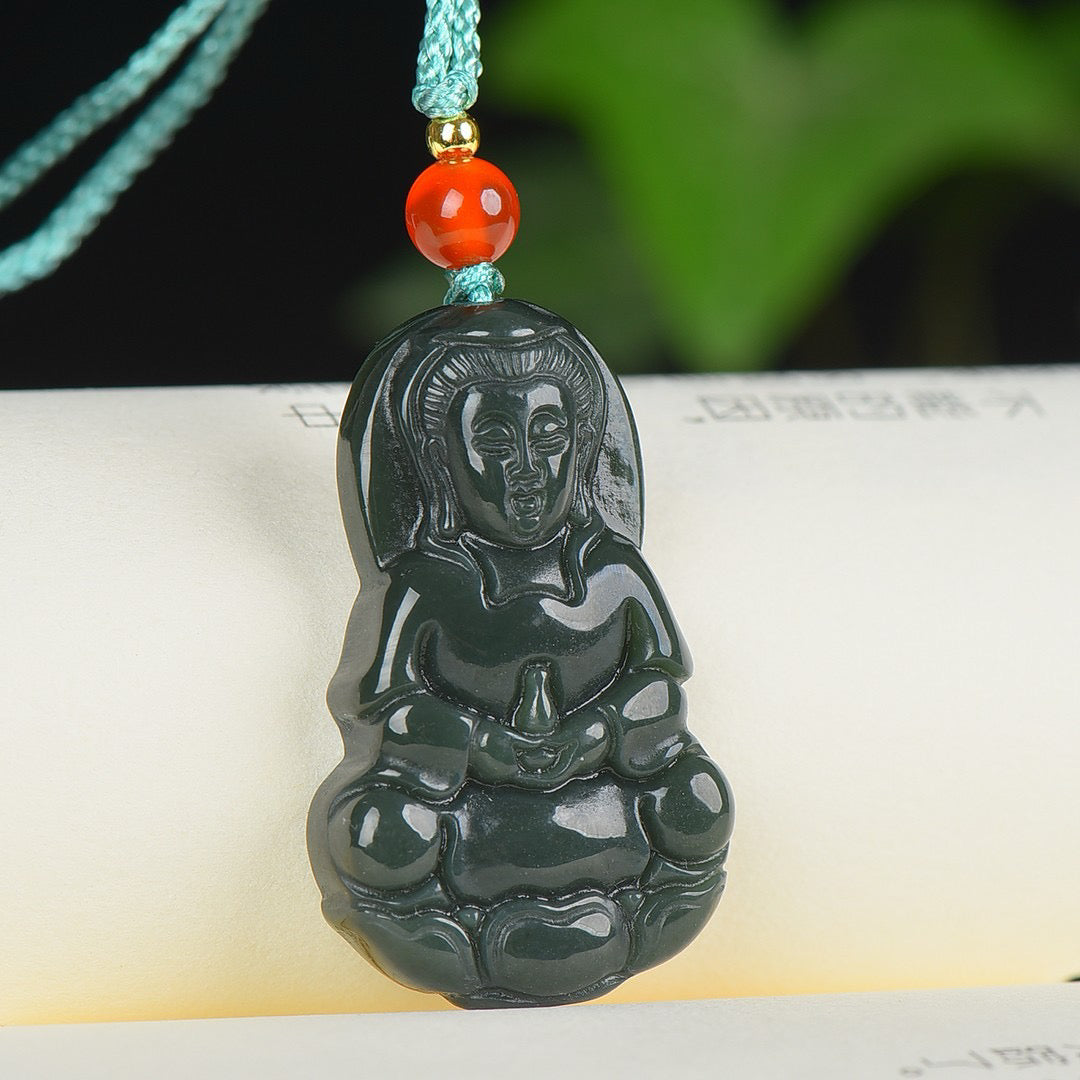 Hotan Jade Blue Jade Guanyin