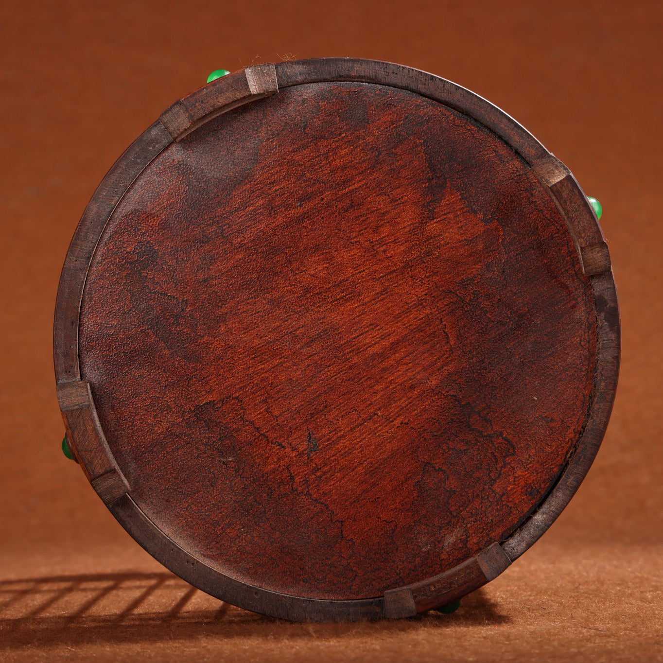 Chinese antique boxwood inlaid with gemstones and small cricket jars