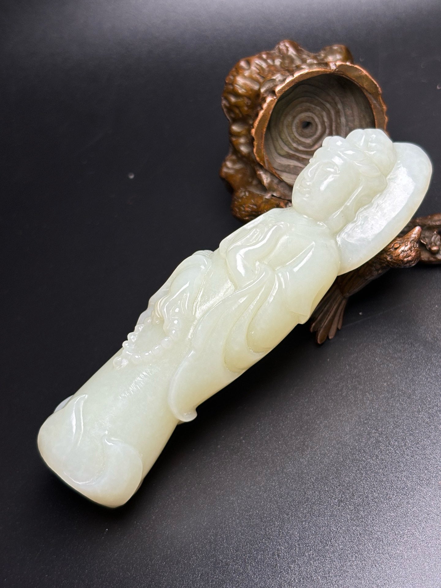 Chinese Antique Hotan Jade Guanyin Bodhisattva