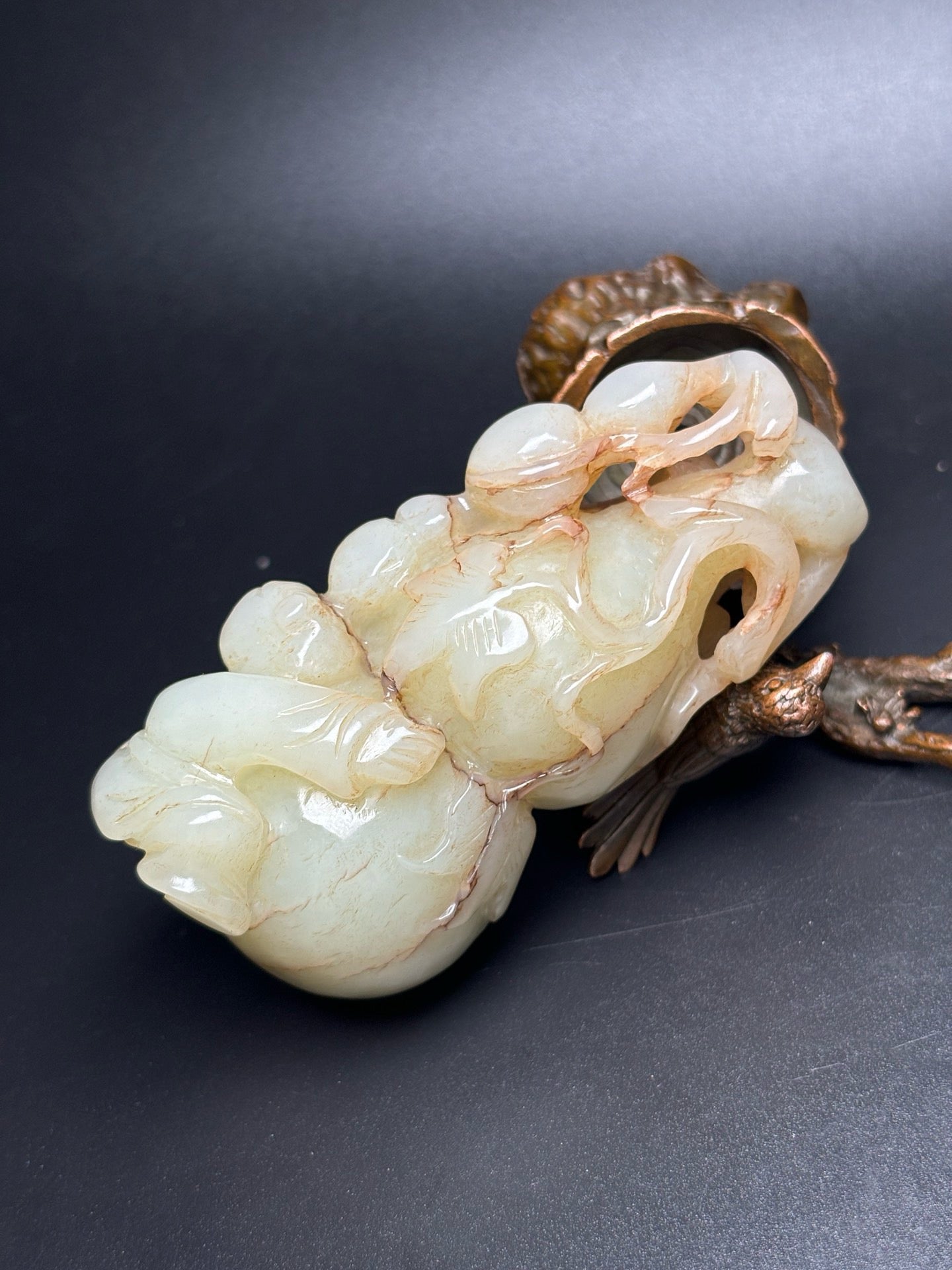 Chinese antique Hotan Jade gourd handle