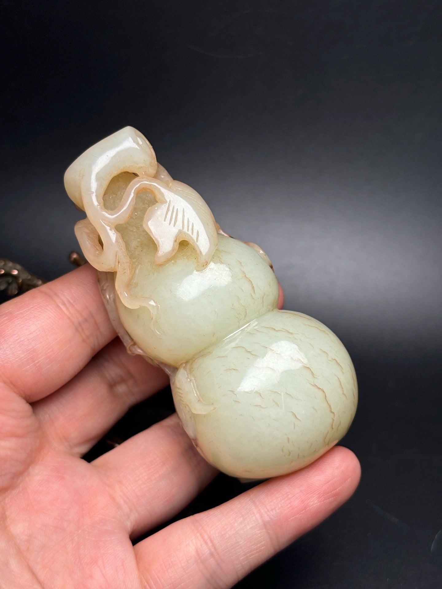 Chinese antique Hotan Jade gourd handle