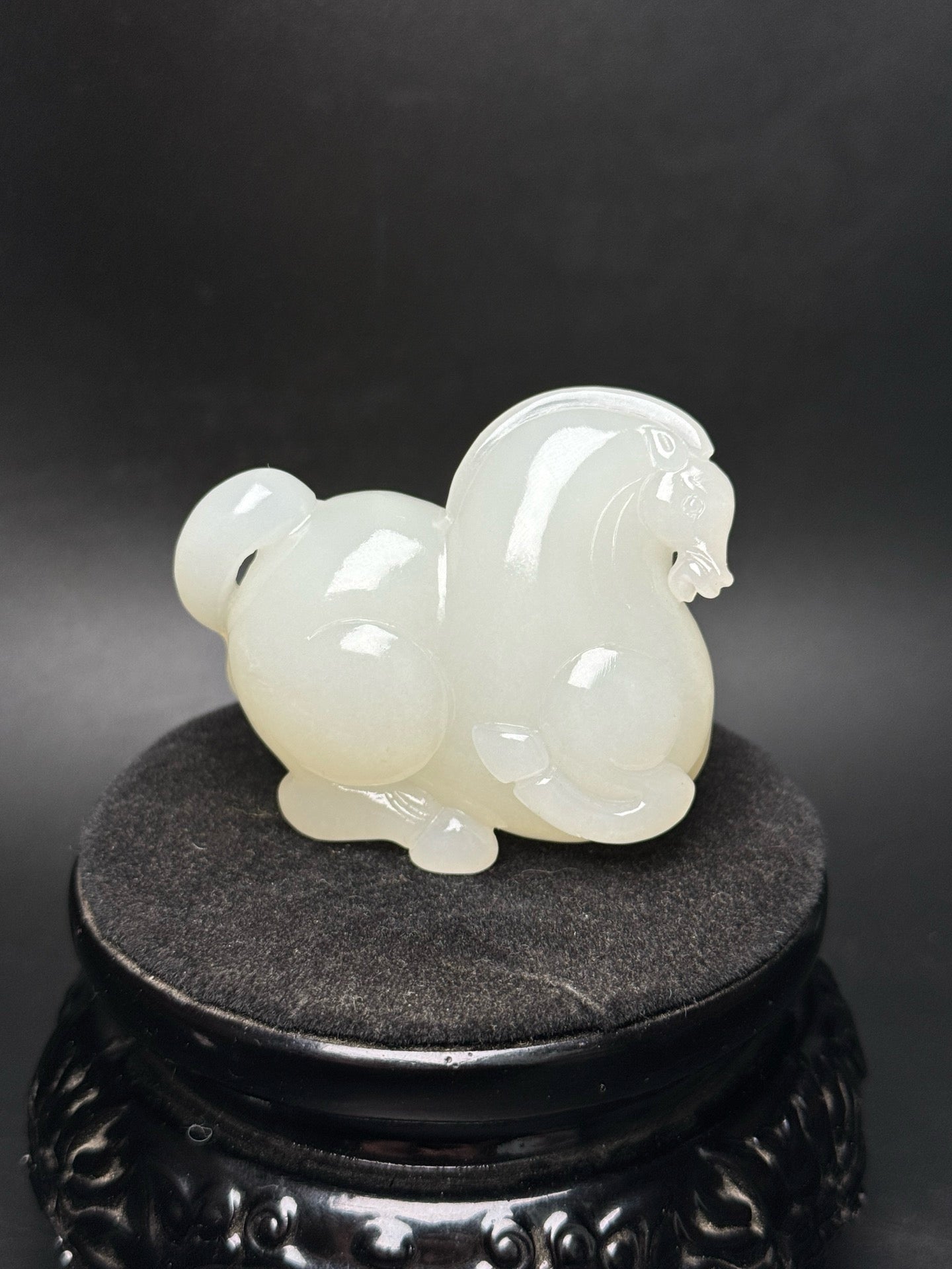 Chinese Antique Hotan Jade Mutton White Jade Horse Handle