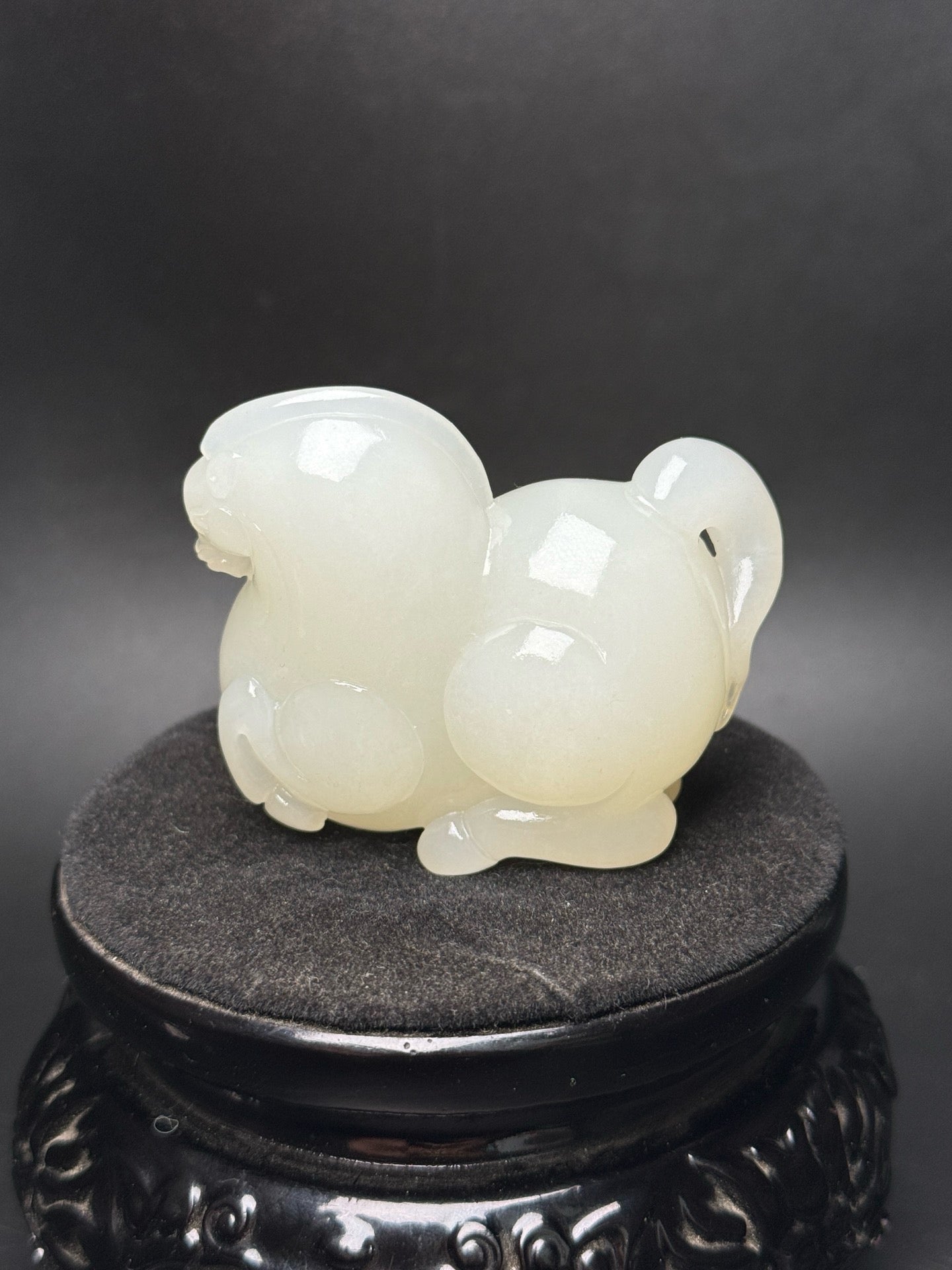 Chinese Antique Hotan Jade Mutton White Jade Horse Handle