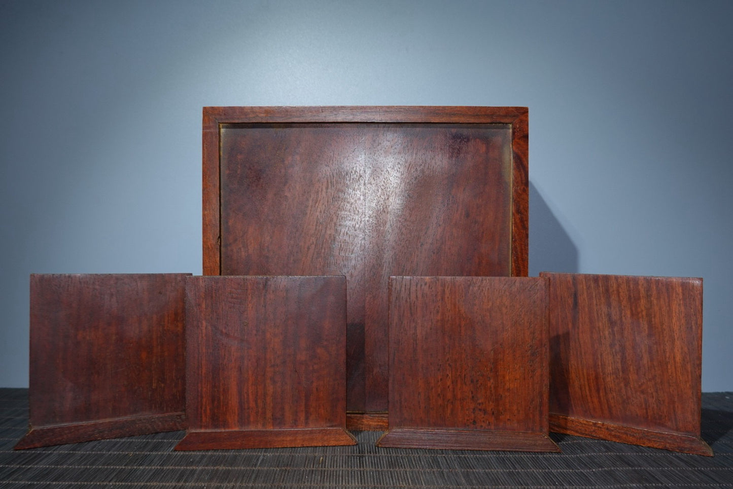 Collected rosewood inlaid four open jewelry box