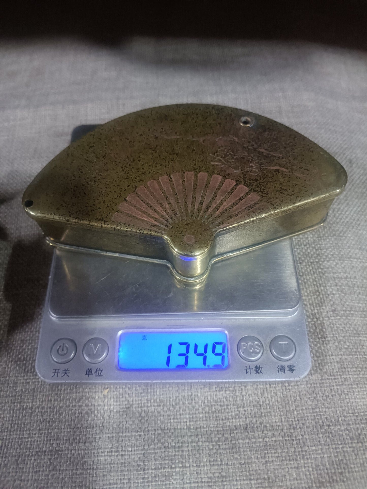 Chinese antique pure copper fan-shaped water droplets