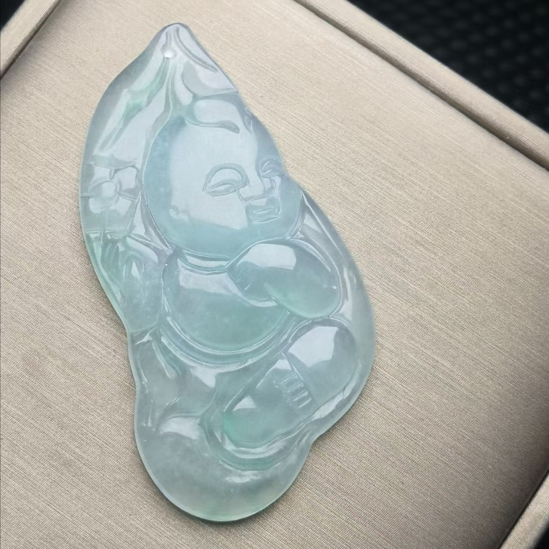 Ice Seed Jade Baby Buddha Card