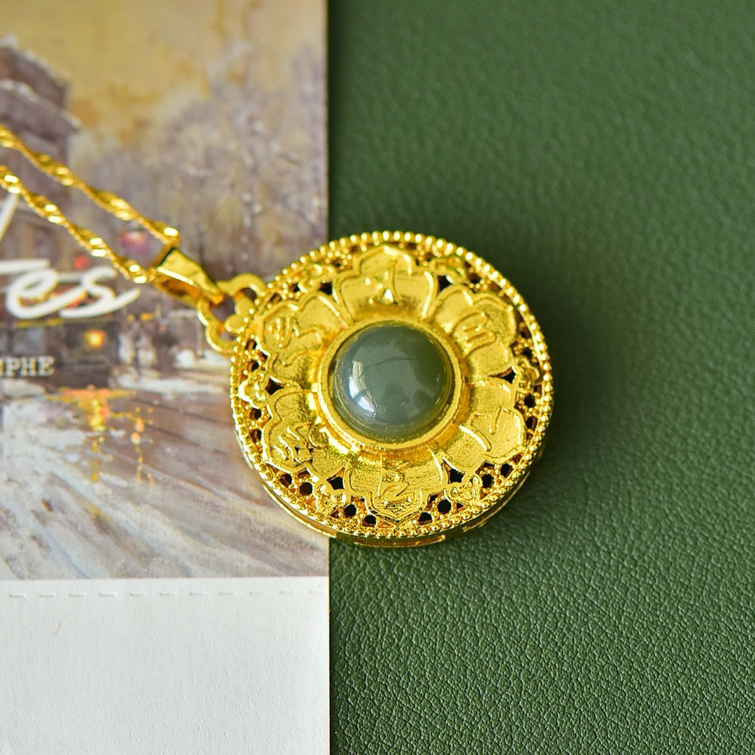 Copper inlaid Hotan Jade hollow fashionable pendant