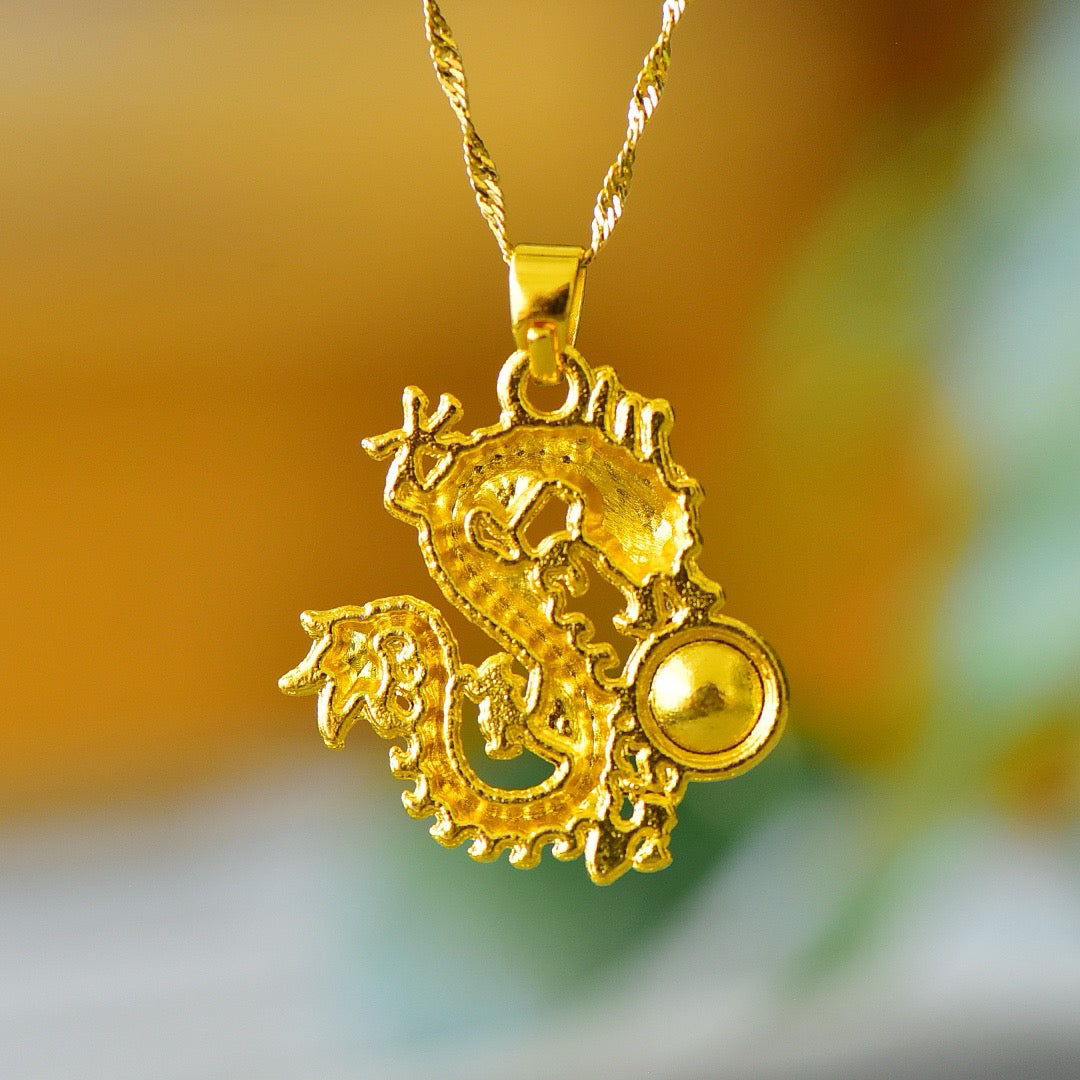 Copper inlaid Hotan Jade drum face lucky dragon fashion pendant