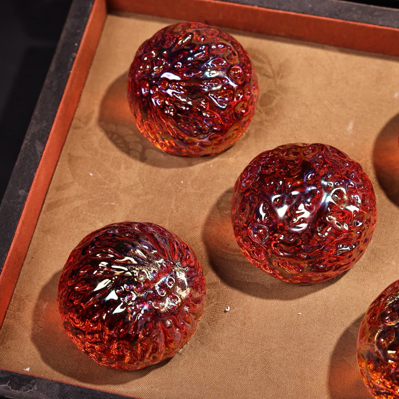 A box of Chinese antique meteorite balls