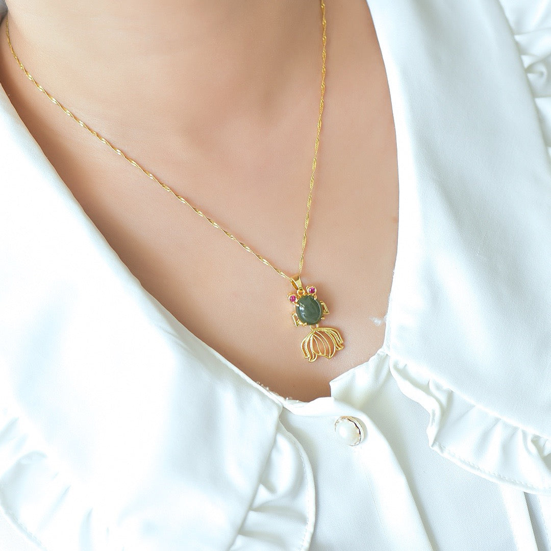 Copper inlaid Hotan Jade gold and jade fashionable pendant
