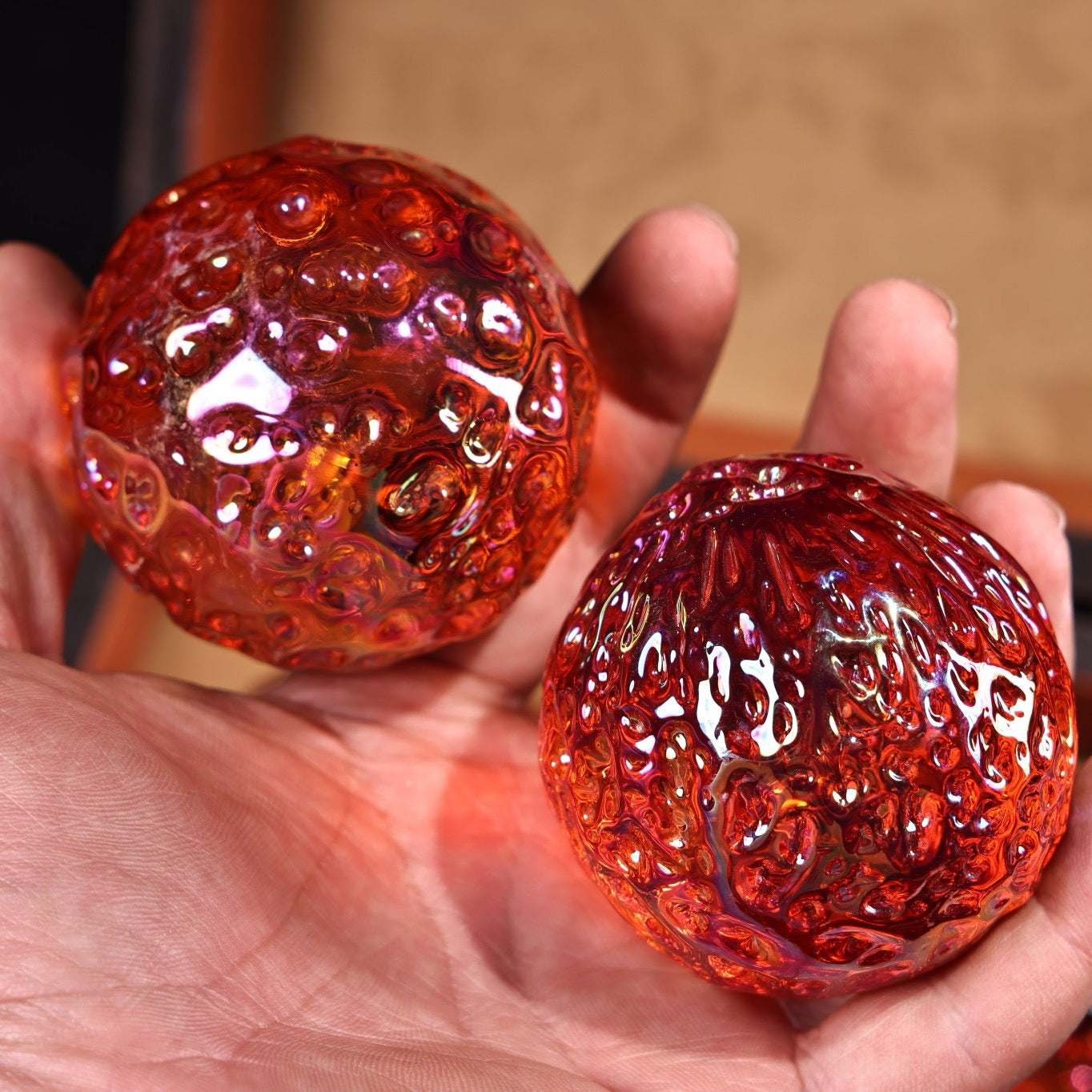 A box of Chinese antique meteorite balls