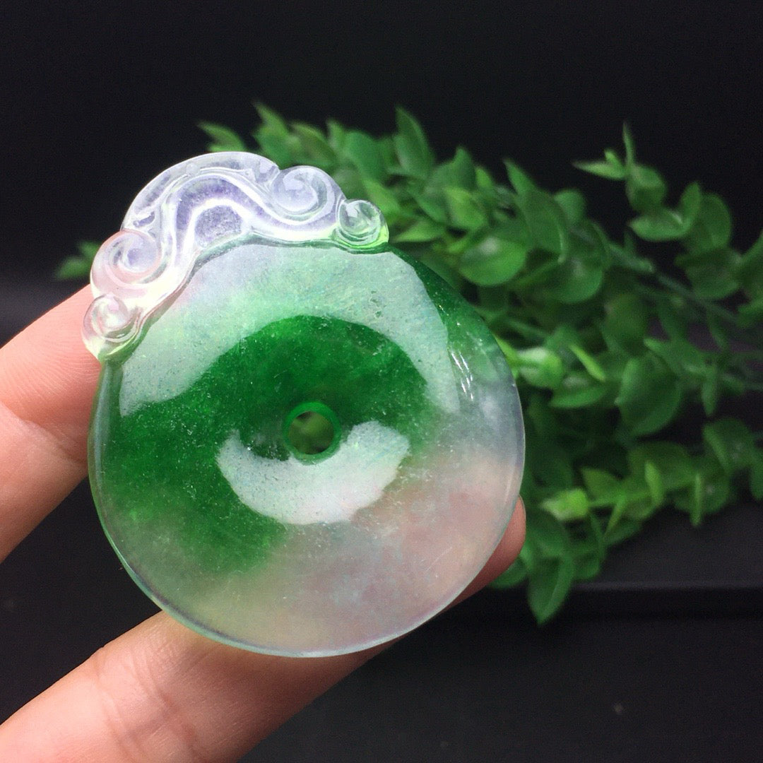 Ice floating green jade safety buckle