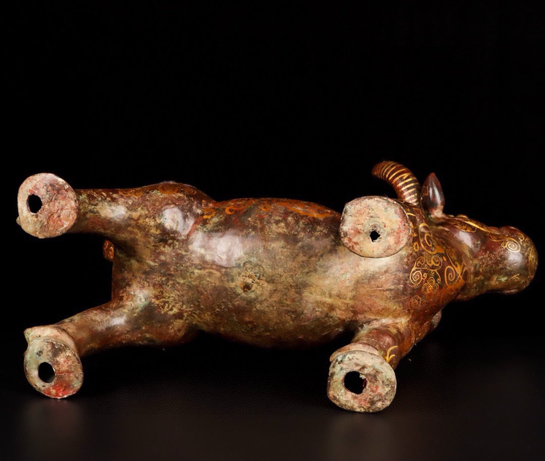 Chinese Antique Bronze Coined Gold Bull
