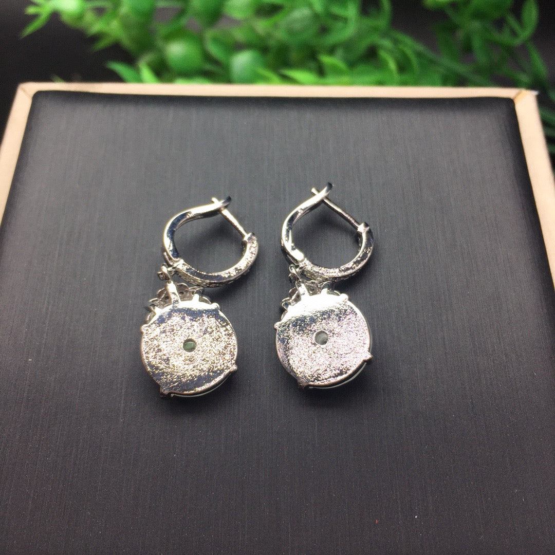 Ice seed safety buckle jade earrings