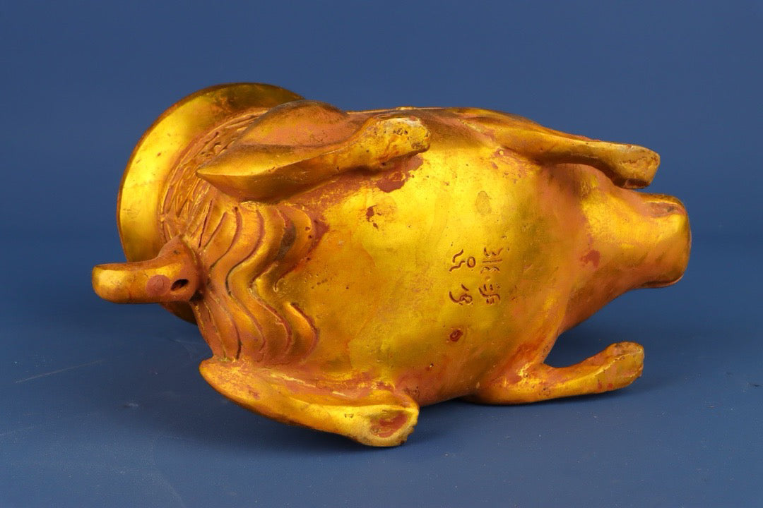 Chinese antique bronze gilded rabbit statue