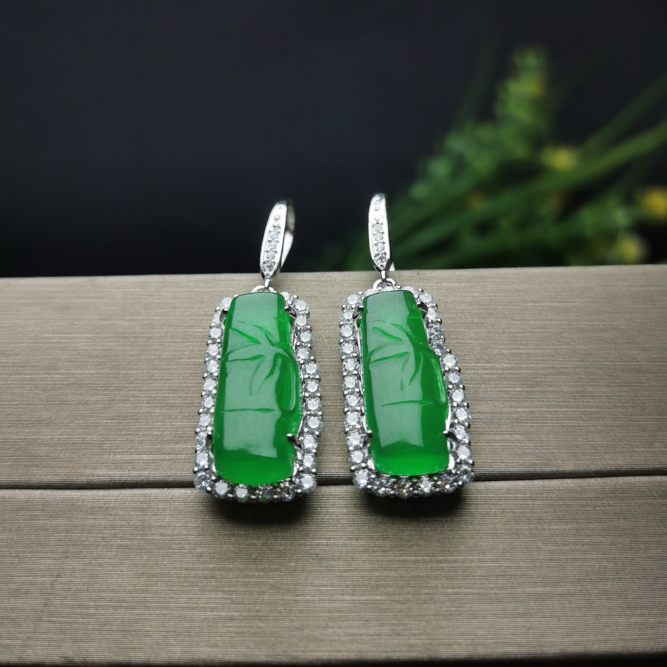Ice Green Bamboo Joint Earrings
