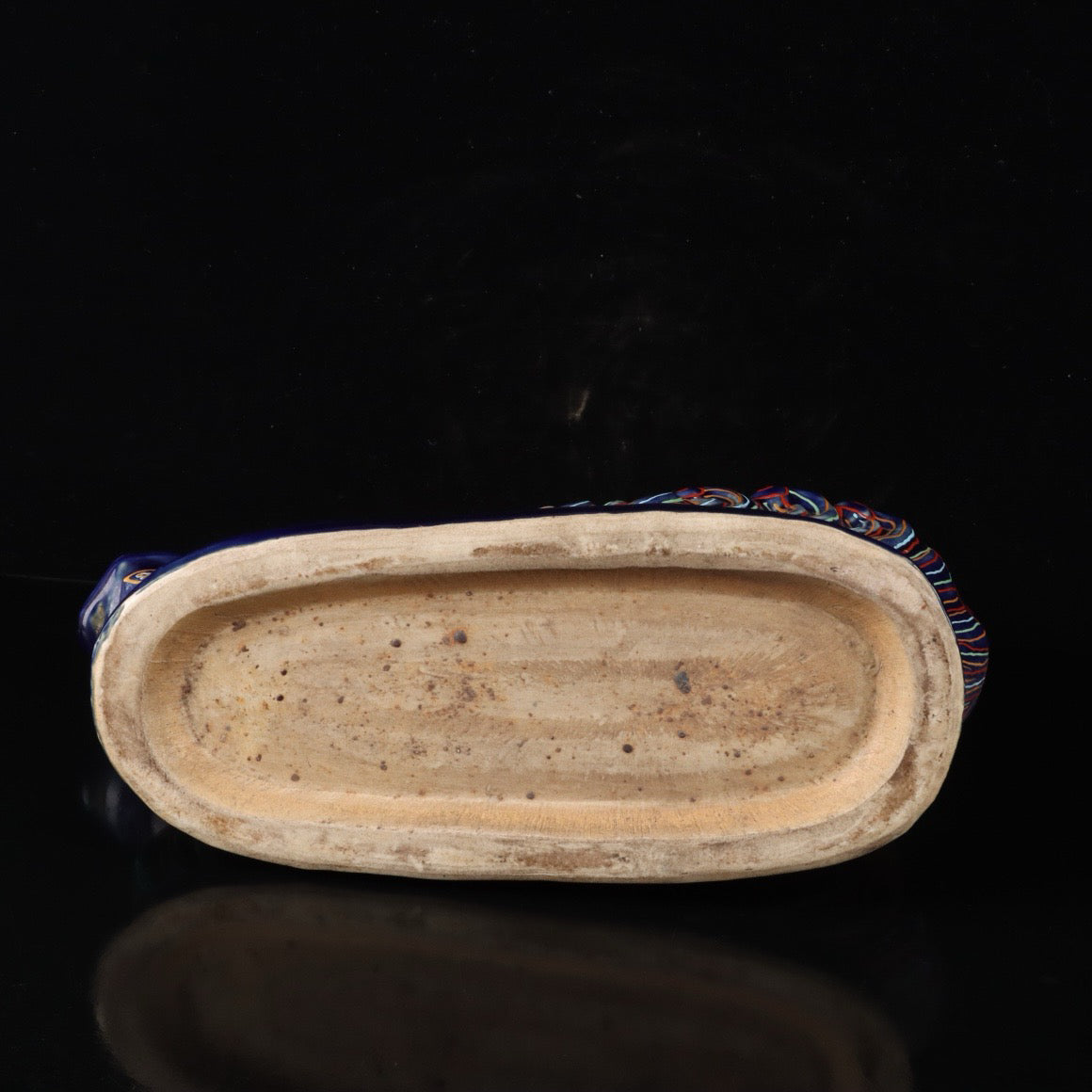 Ji Blue Glazed Gold Fish Pattern Ruyi Zun