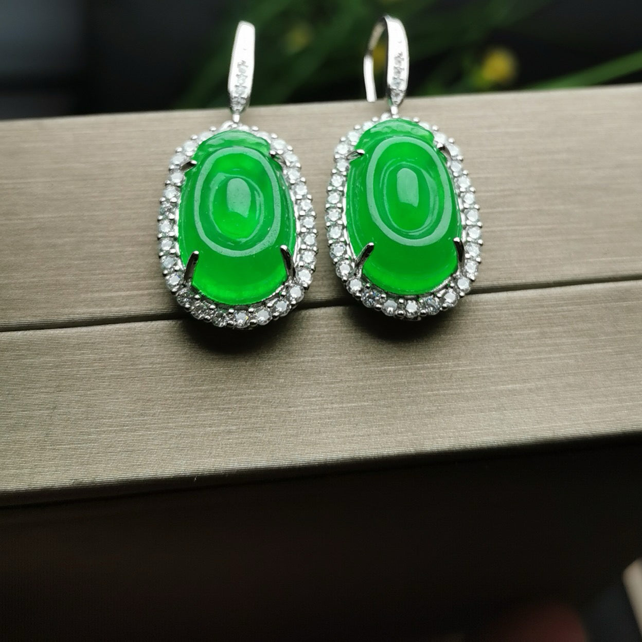 Ice Green Fubei Jade Earrings