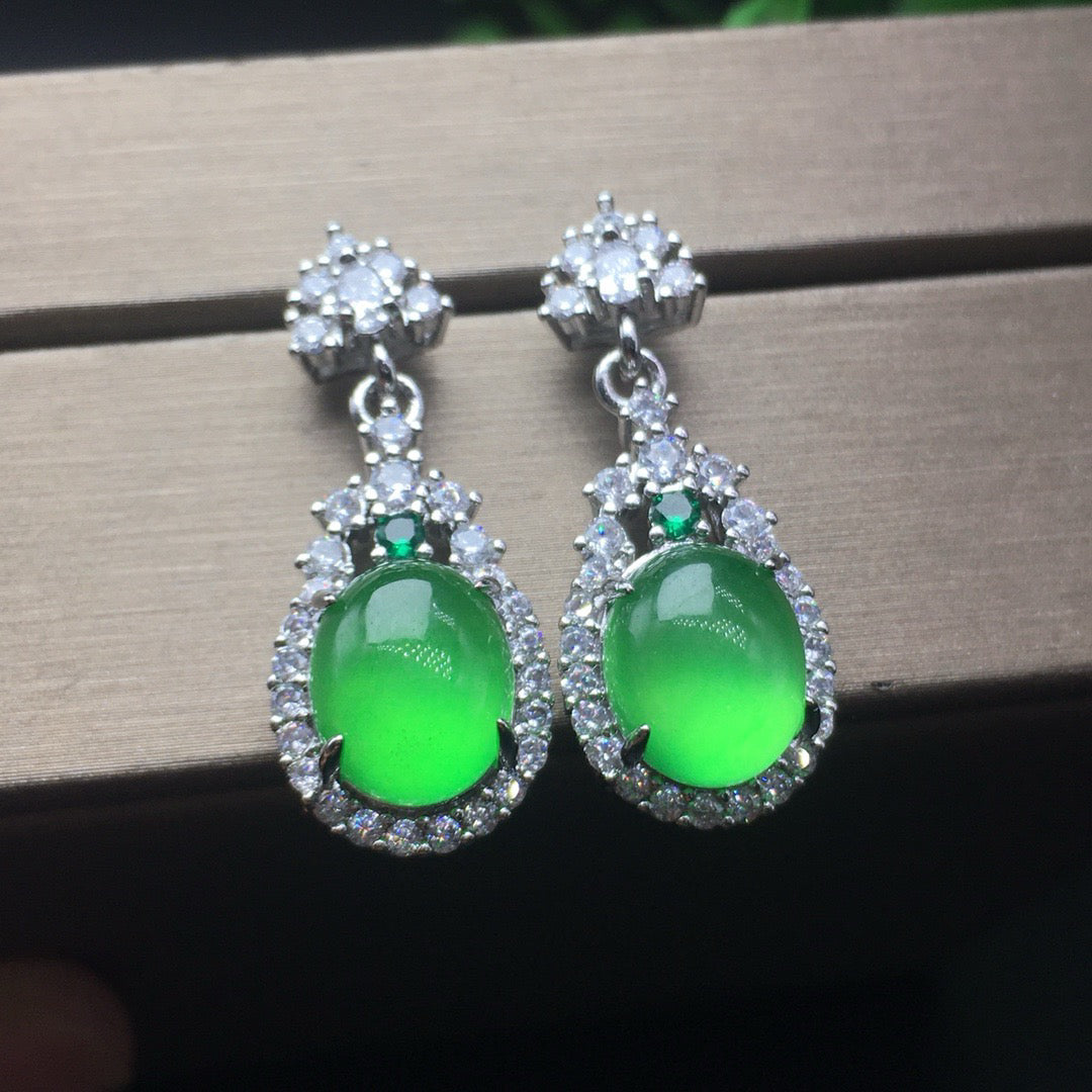 Ice Green Jade Earrings