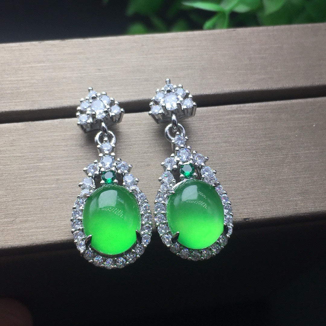 Ice Green Jade Earrings