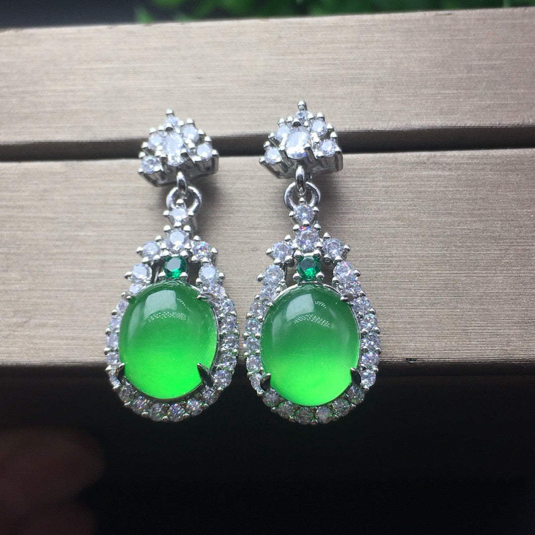 Ice Green Jade Earrings