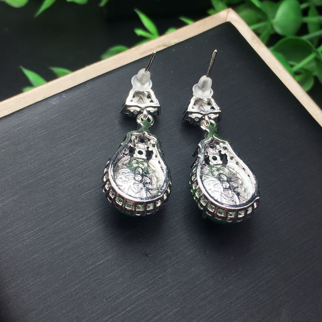 Ice Green Jade Earrings