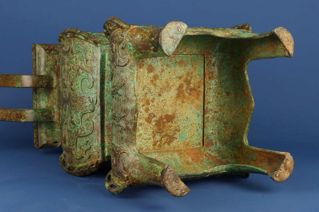 Chinese antique bronze beast face phoenix smoking furnace