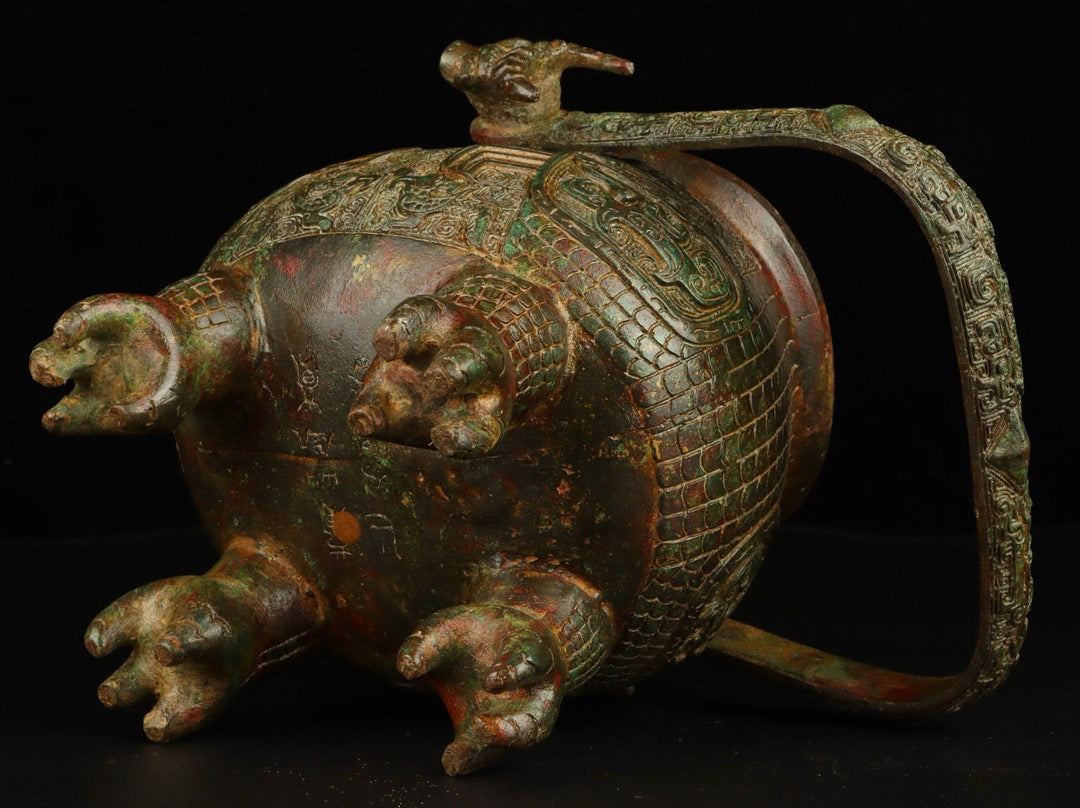 Chinese antique bronze double bird lifting beam