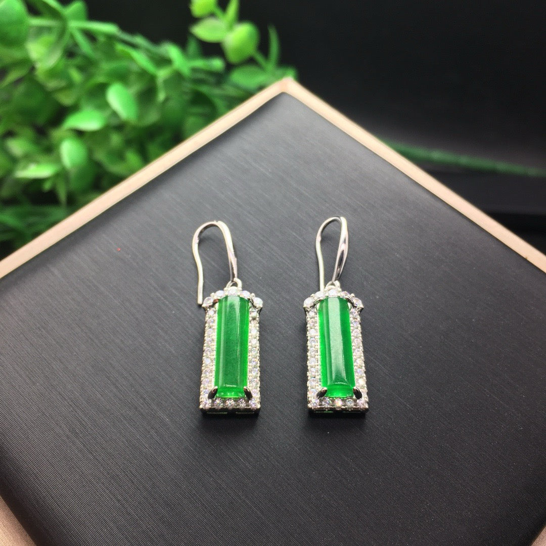 Ice Green Jade Earrings and Safety Pillars