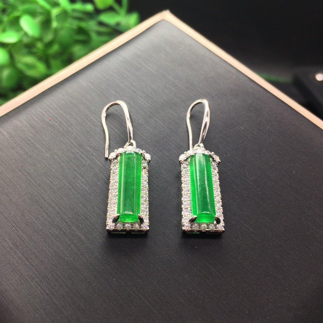 Ice Green Jade Earrings and Safety Pillars