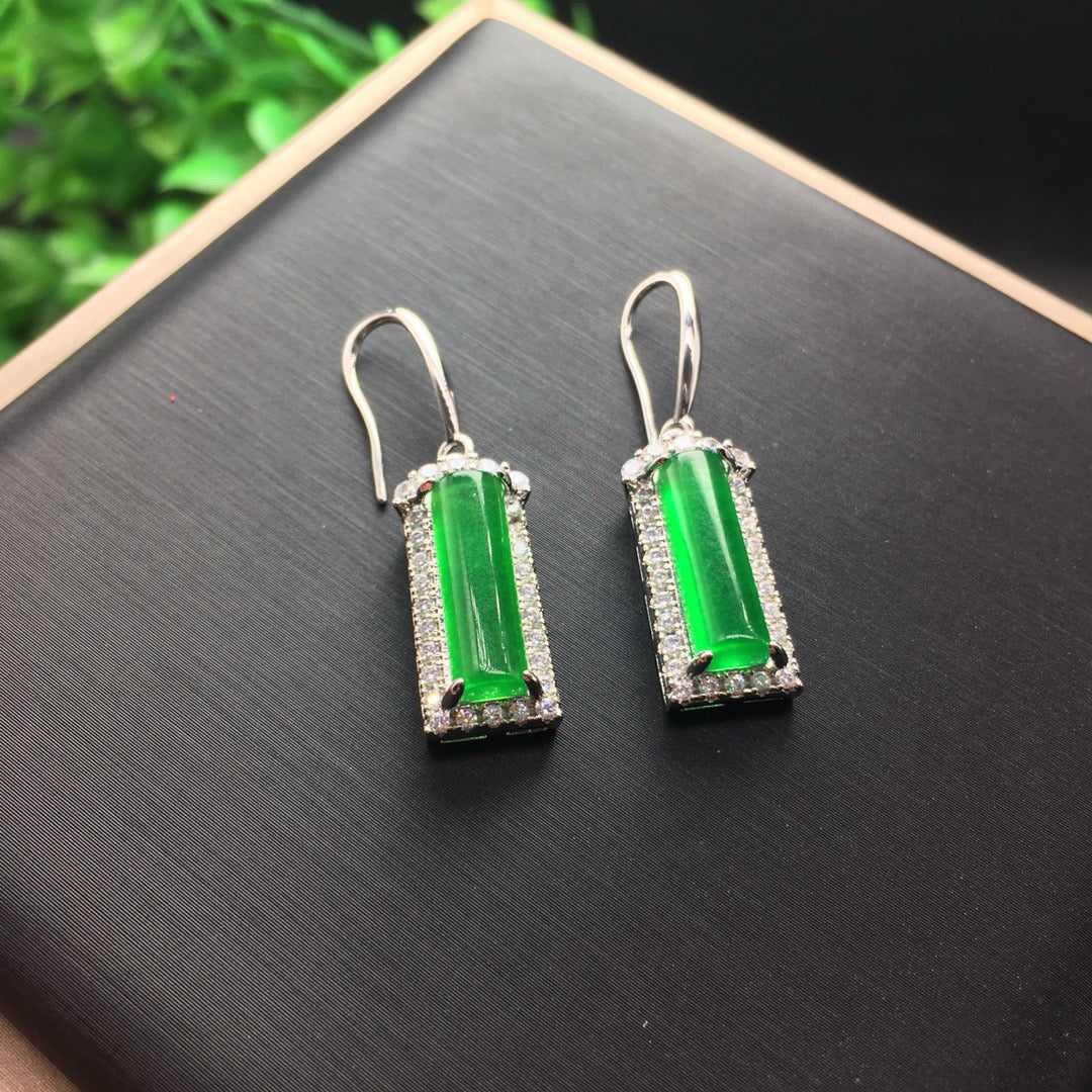 Ice Green Jade Earrings and Safety Pillars