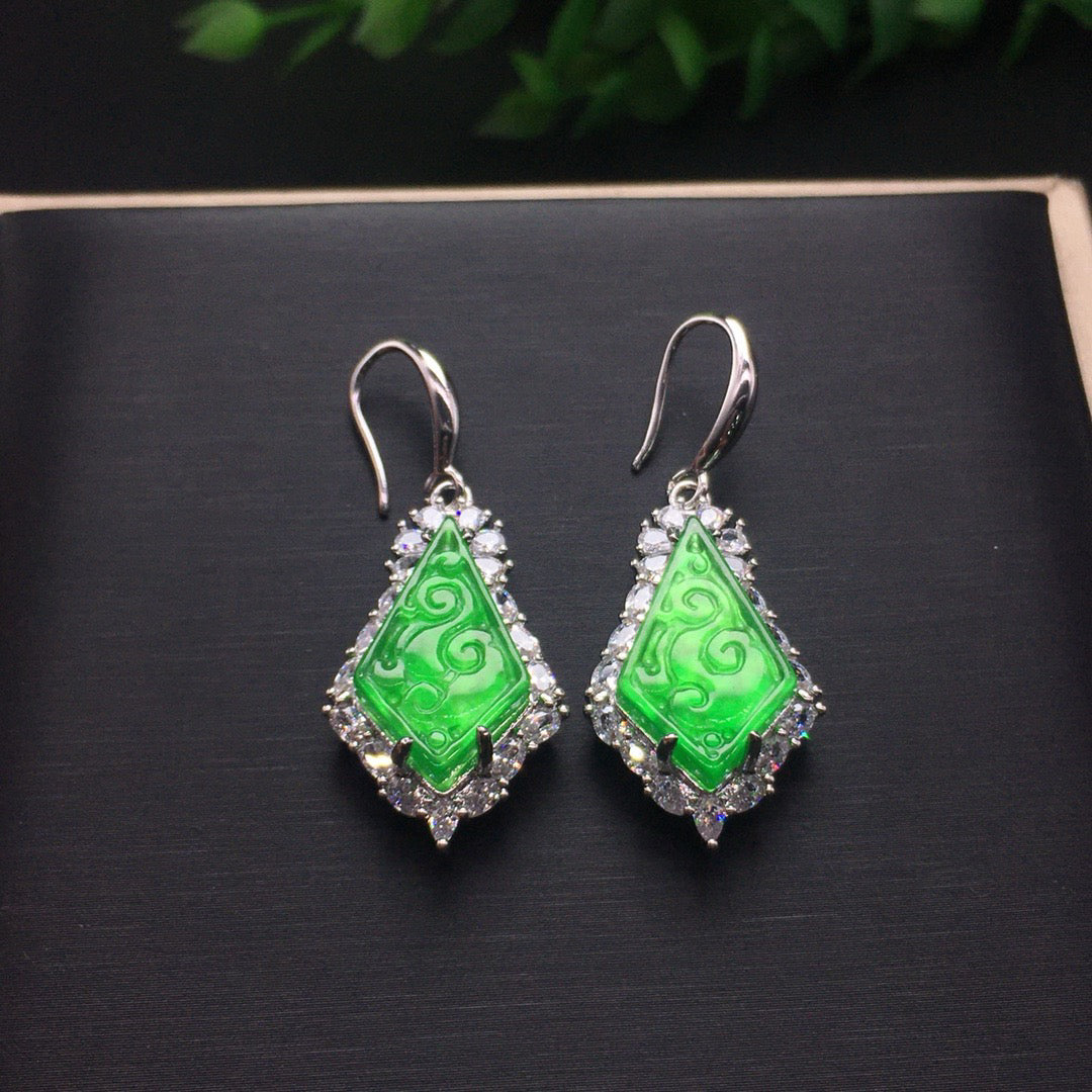 Ice Green Jade Earrings
