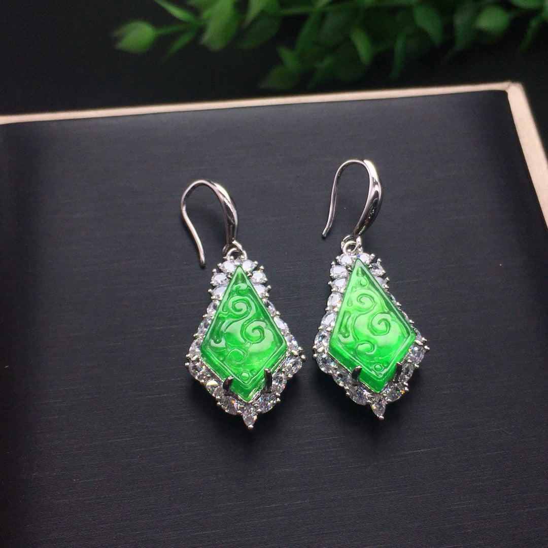 Ice Green Jade Earrings