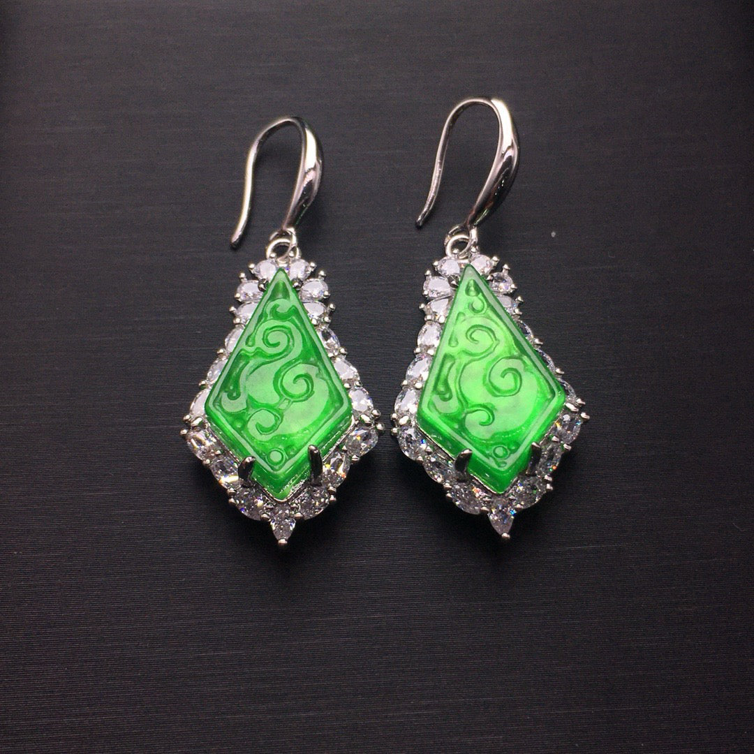 Ice Green Jade Earrings