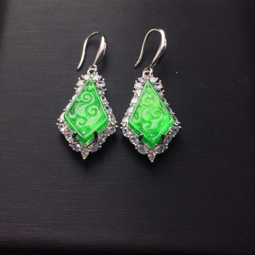 Ice Green Jade Earrings