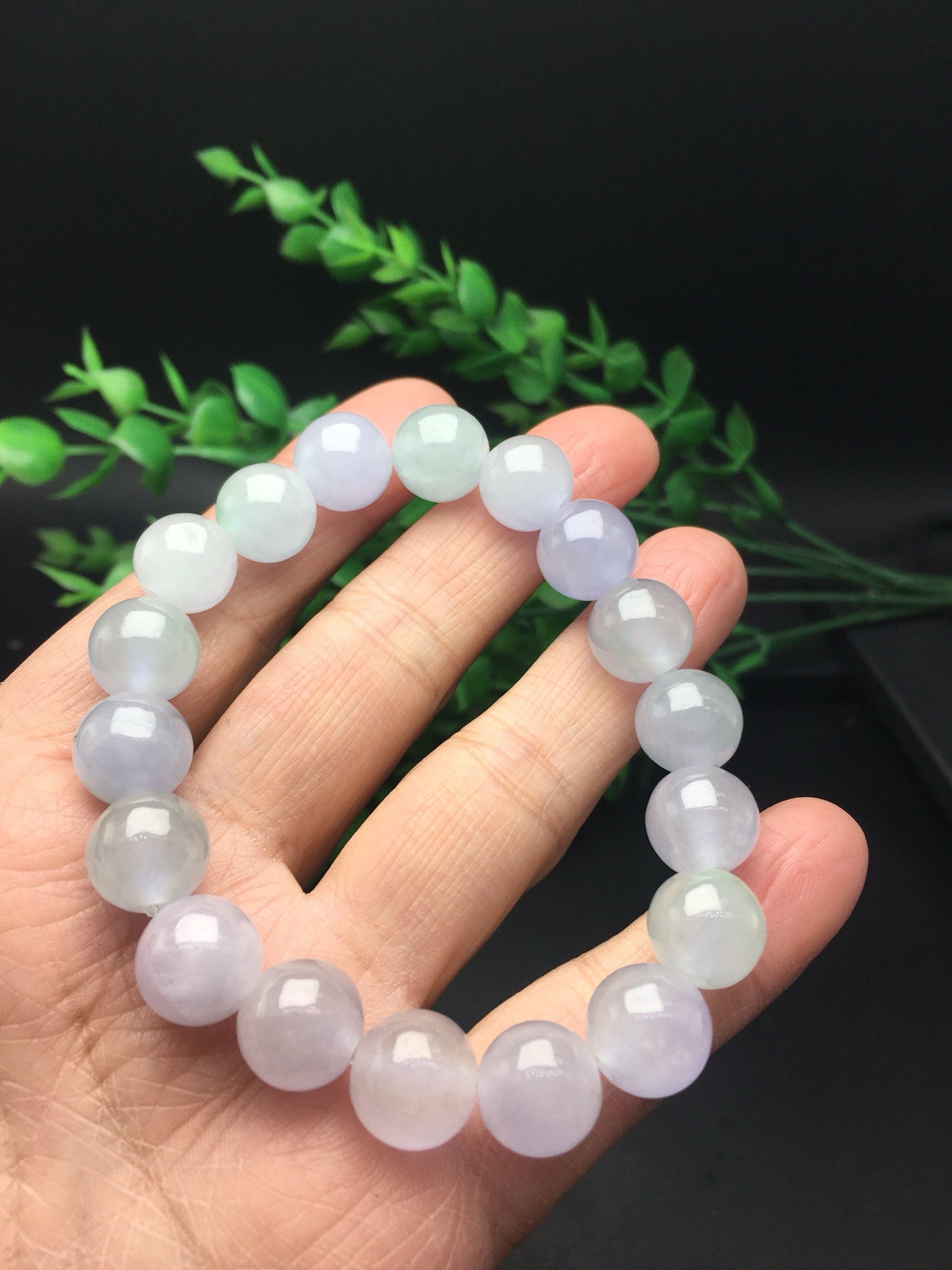 Ice Violet Round Bead Jade Necklace Bracelet Set of Two