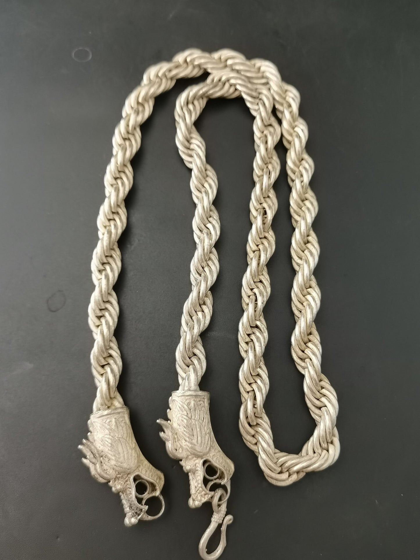 Chinese Antique Silver Dragon Necklace