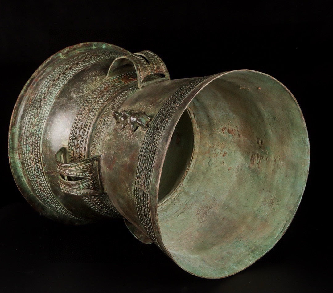 Chinese antique bronze sun god drum