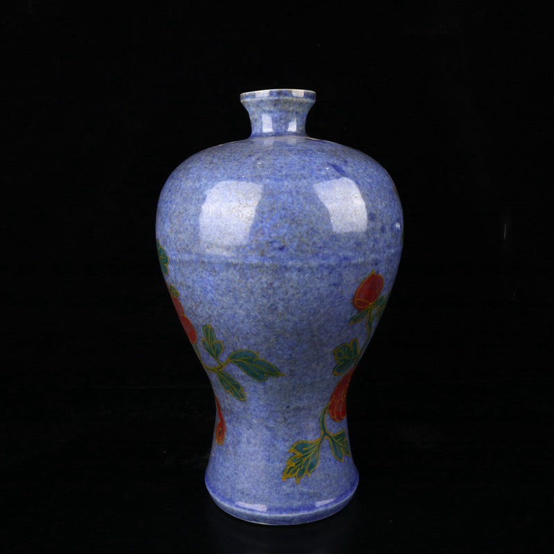 A pair of plum vases with snowflake orchid glaze and phoenix pattern