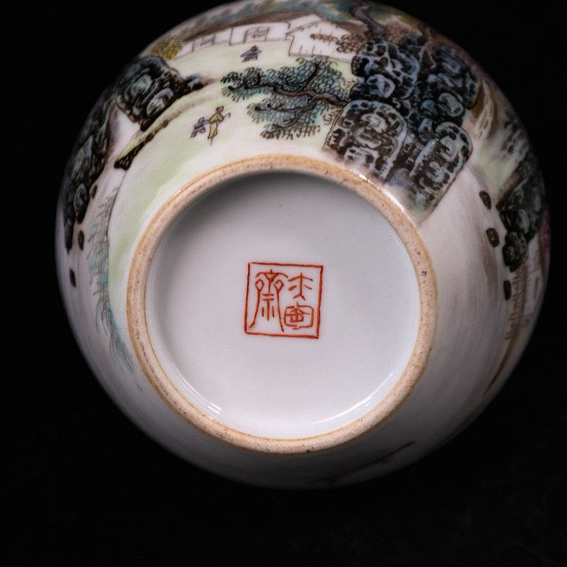 Pink landscape patterned celestial vase