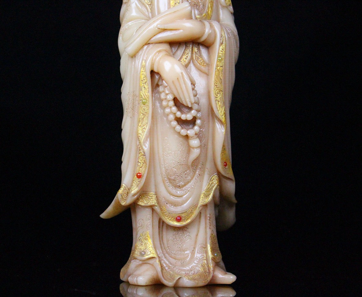 Shoushan Stone Shanbo Body Pig Oil Cream - Guanyin Decoration