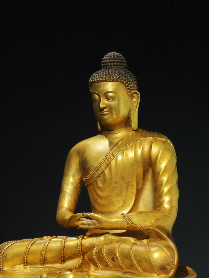 Chinese antique pure copper statue of Shakyamuni Buddha